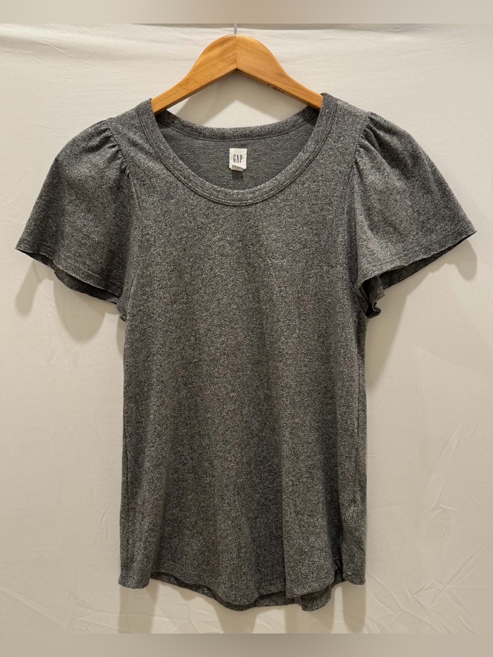 GAP Gray Short Sleeve Puff-Sleeve Tee Women S